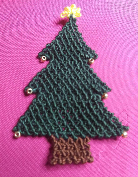 Esther&#39;s 1st place winning original lace ornament with the Lace Guild of Oklahoma. Midwest City, OK.