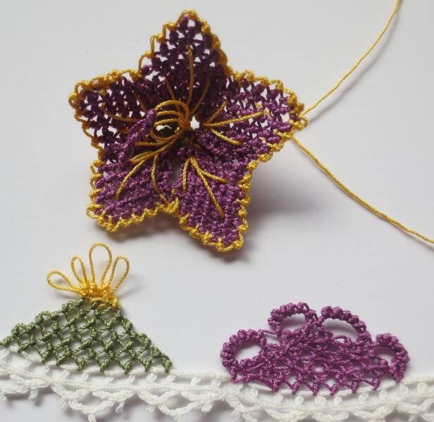 Loretta&#39;s lacework showcasing all the patterns from the virtual class with Lace Museum in Sunnyvale California.