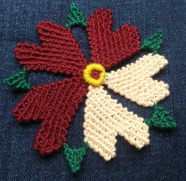 Esther&#39;s scarf flower from the beginner&#39;s book. Lace Guild of Oklahoma, Midwest City, OK.