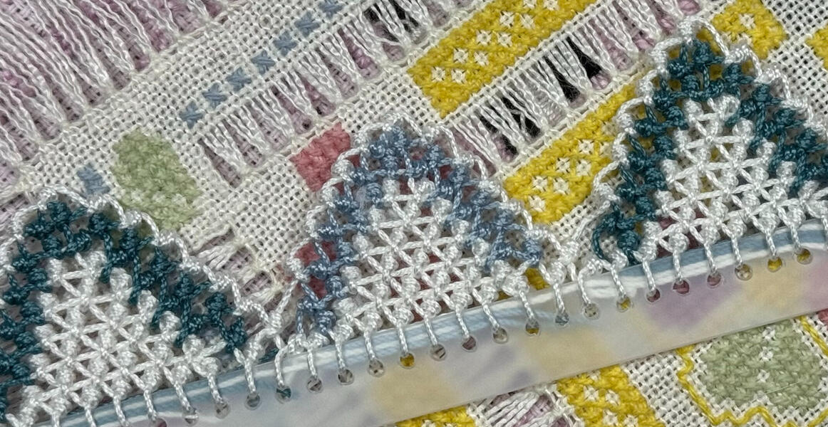 Carol Parry&#39;s colored edging from class with the Lace Museum.
